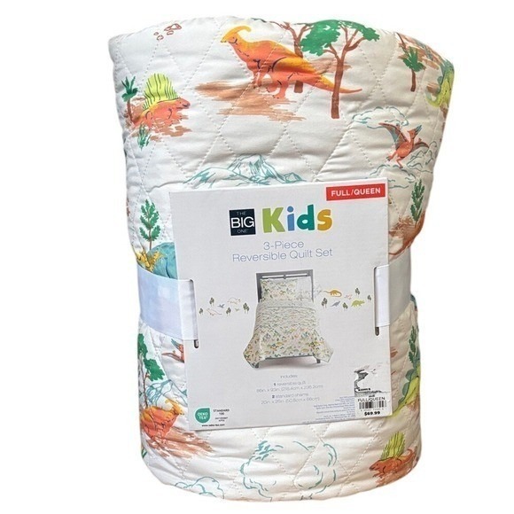 The Big One Kids Dinosaur Reversible Quilt Set Queen/Full & Full Sheets NWT - Picture 9 of 14